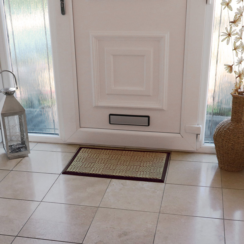 Non-Slip Geometric Indoor Doormat, Beige