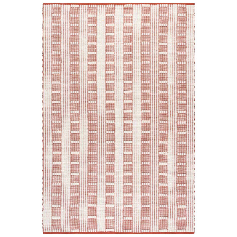 Vermont 951 Flatweave Wool/Cotton Geometric Rug in Rust/Ivory, Rectangle 6' x 9'