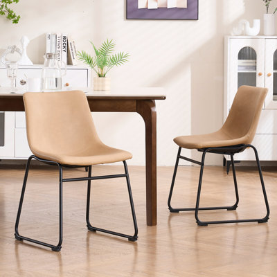 Anke Vegan Leather Dining Chairs, Light Brown