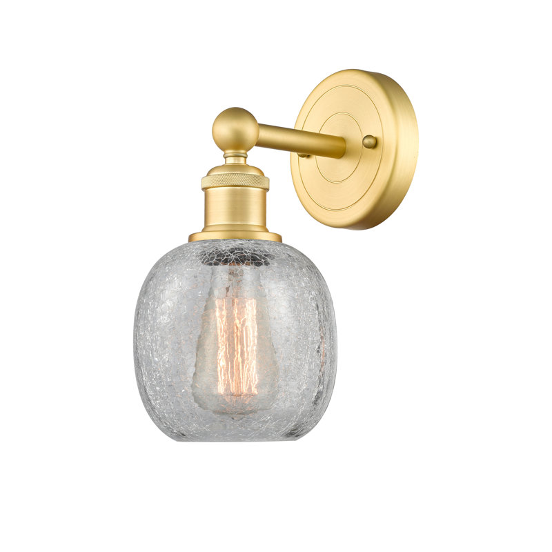 Cheraw Armed Sconce, Clear Crackle, Satin Gold
