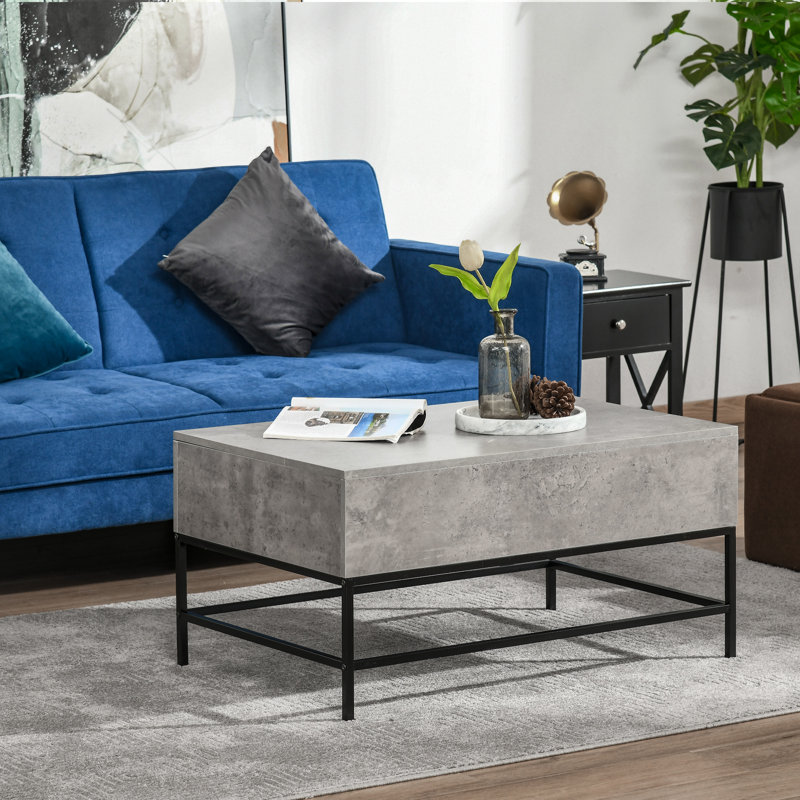 Table basse Anarii, Gris, Imitation marbre