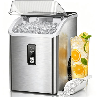 Countertop Nugget Ice Maker, 35lbs/24H Chewable Sonic Pebble Ice Machine, 7 Mins First Ice, Self-Cleaning Portable Ice Maker with Ice Scoop And Basket For Home Kitchen