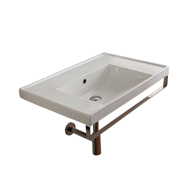 Scarabeo By Nameeks ML 18.5'' White Ceramic Rectangular Bathroom Sink with Overflow, No Hole