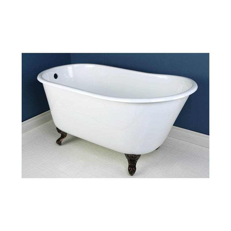 Kingston Brass Aqua Eden 53-Inch Cast Iron Oval Single Slipper Clawfoot Tub (No Faucet Drillings), Oil Rubbed Bronze