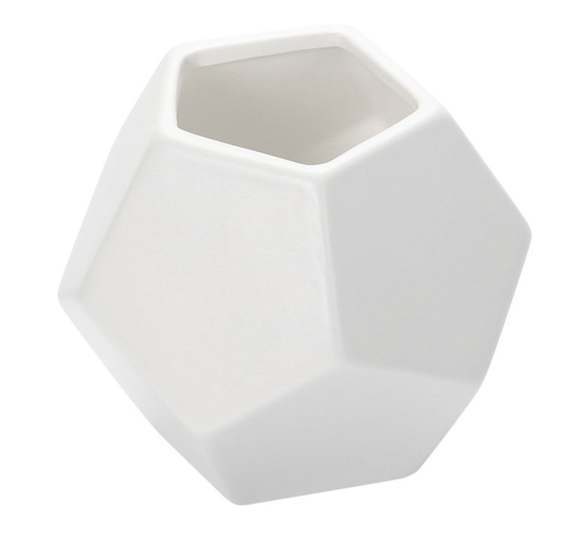 Faceted Table Vase, 4" H x 4.5" W x 4.5" D, White