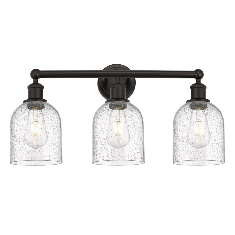 Abat-jour de salle de bain 3 lumières Edison Allysson, Bronze huilé, Bullé