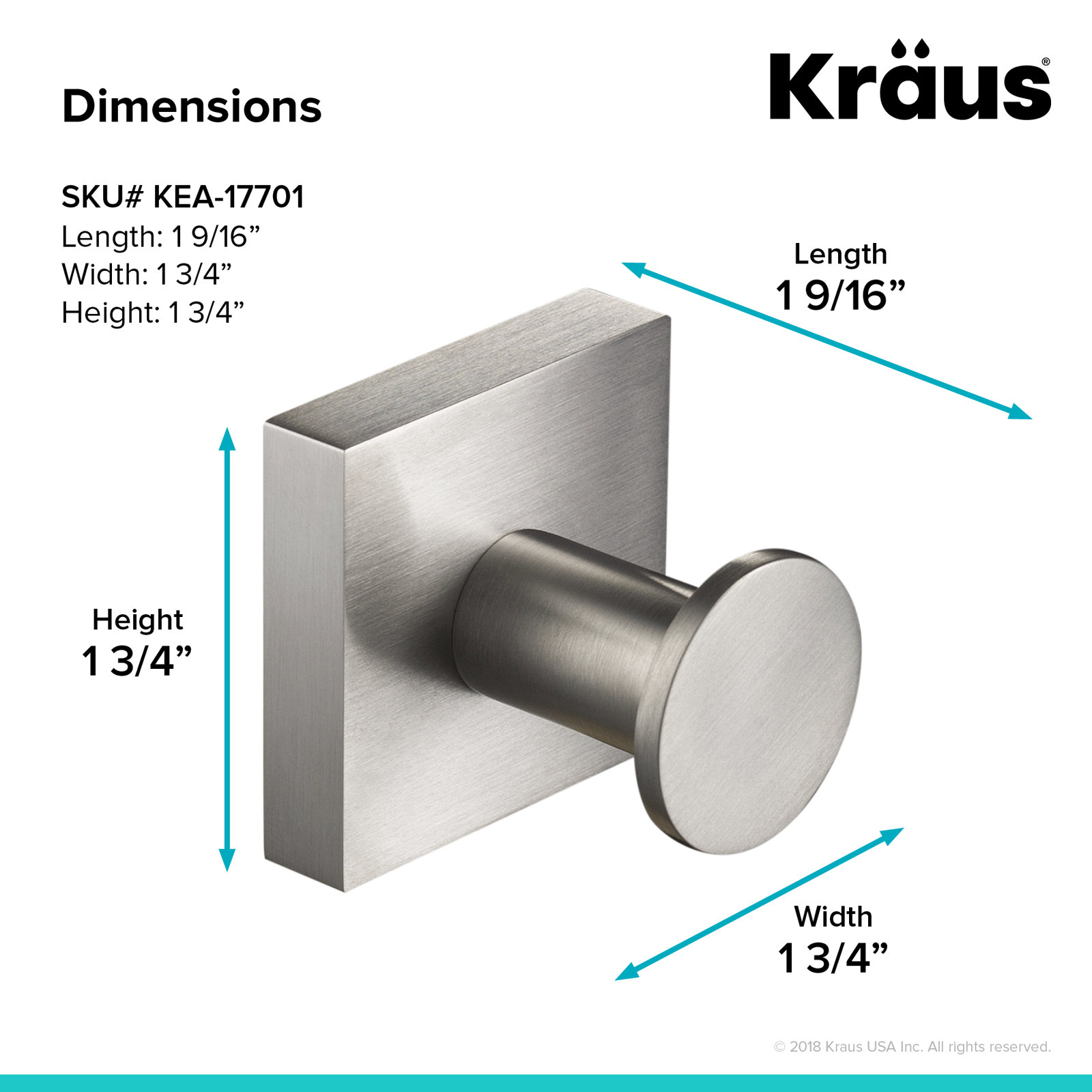 Ventus Wall Mounted Towel Hook, Brushed Nickel