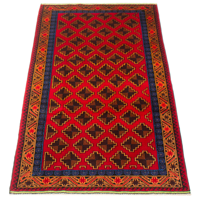 Tapis rouge Teimani 3 pi 3 po x 6 pi 7 po