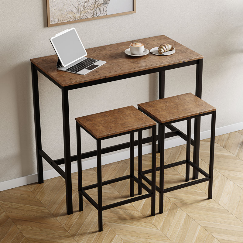 Addlyn 2 - Person Dining Set, Dark Wood/Black, Dark Wood, Black