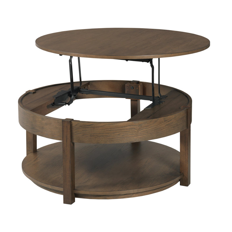 ROUND LIFT TOP COFFEE TABLE-DEEP BROWN