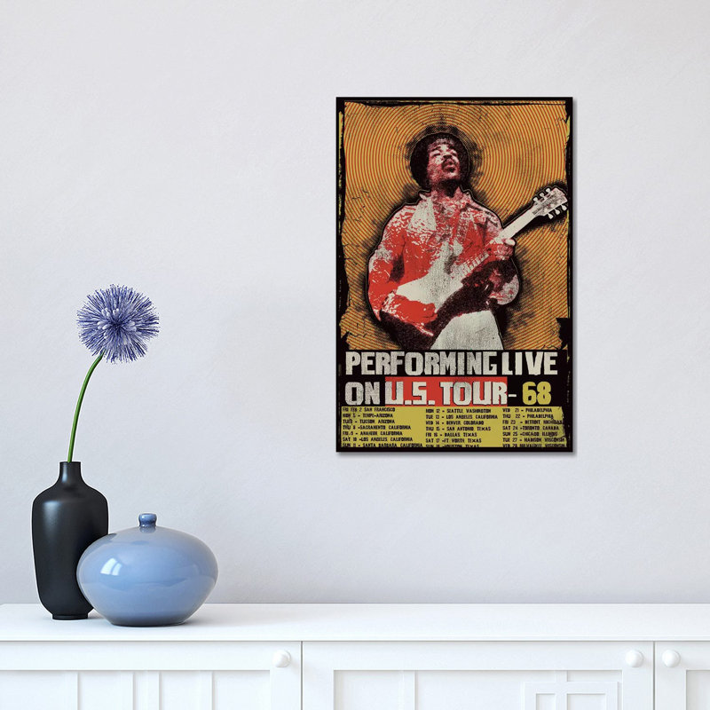 Jimi Hendrix 1968 U.S. Tour Poster by Radio Days - Print on Canvas, Wrapped Canvas, 152.5 cm H x 101.5 cm W x 3.175 cm D