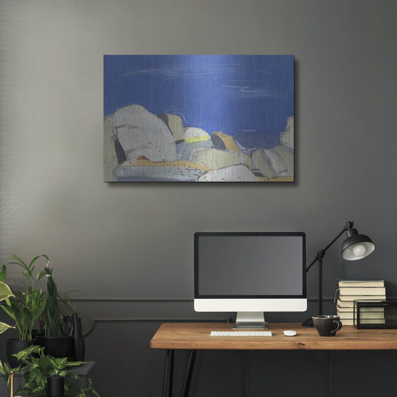Art mural en métal Lark Manor ™ «Joshua Tree Boulders» par Jan Weiss, H 24 po x l 36 po
