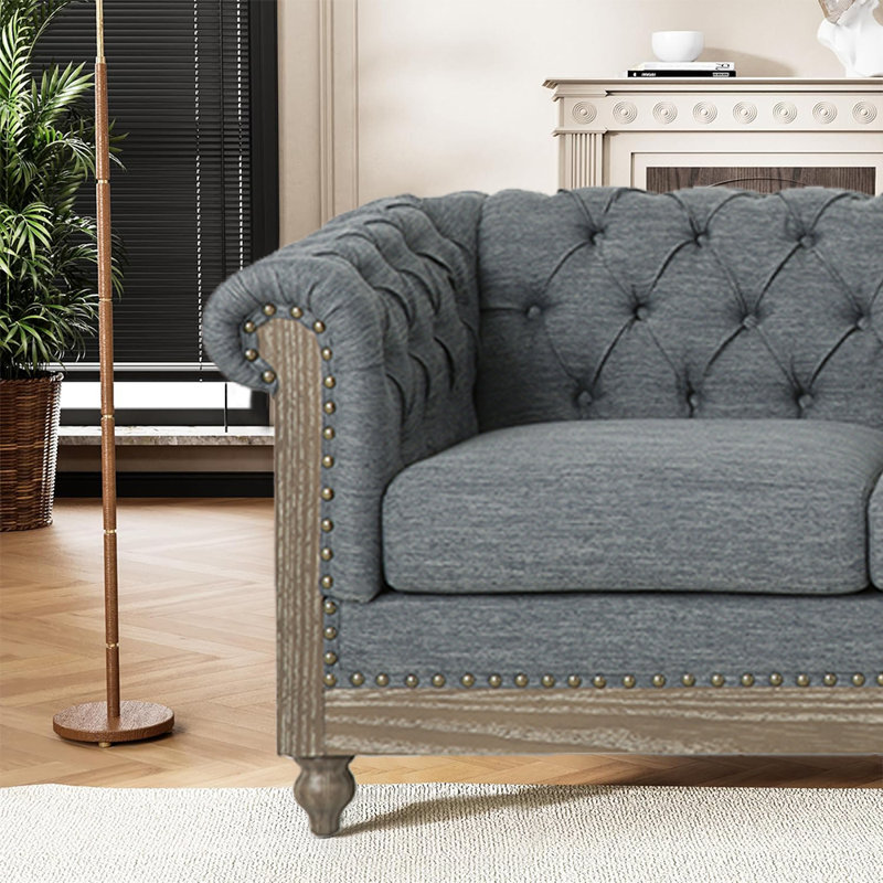 Canapé Chesterfield Cicley, Gris anthracite