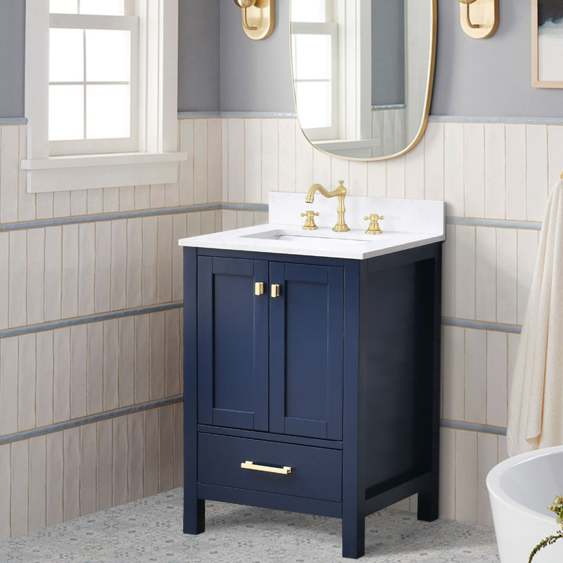 Zenith 24" Single Bathroom Vanity Set, Blue, Brushed Gold