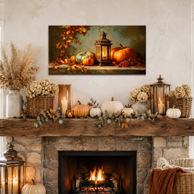 Art mural d'automne, toile d'art citrouille murale, décoration murale photos d'automne, art mural en toile citrouille, art mural d'automne, art mural en toile d'automne pour salon, maison de campagne, entrée ou présentoir de l'Action de grâce, 12 po x 24 po