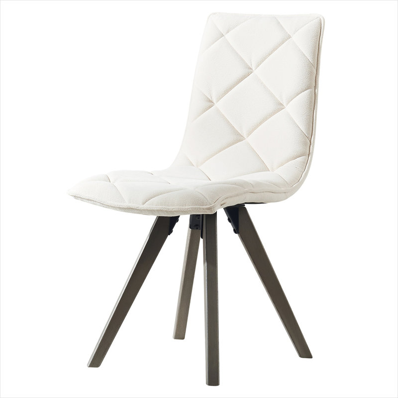 Ensemble de 2 chaises d'appoint en tissu gris avec pieds en bois massif pour salle à manger et cuisine, style Mid-Century moderne
