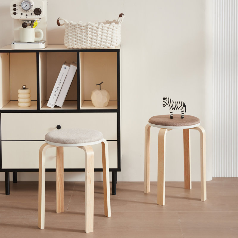 Set of 4 Stackable Stools, Coffee