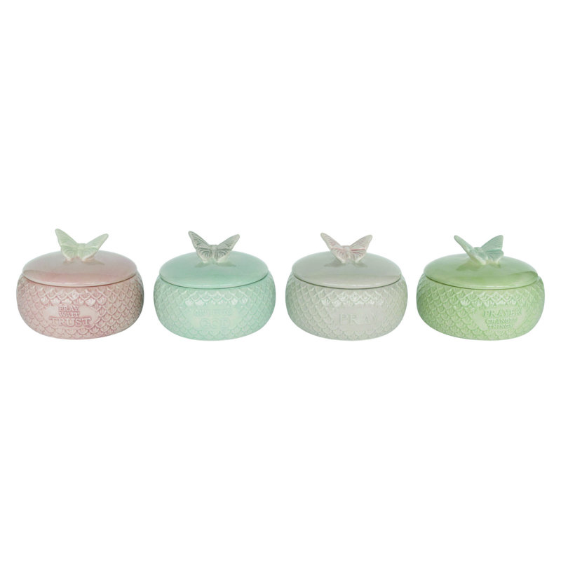 Ceramic Prayer Container with Lid Set of 4 Spring Home Decorations