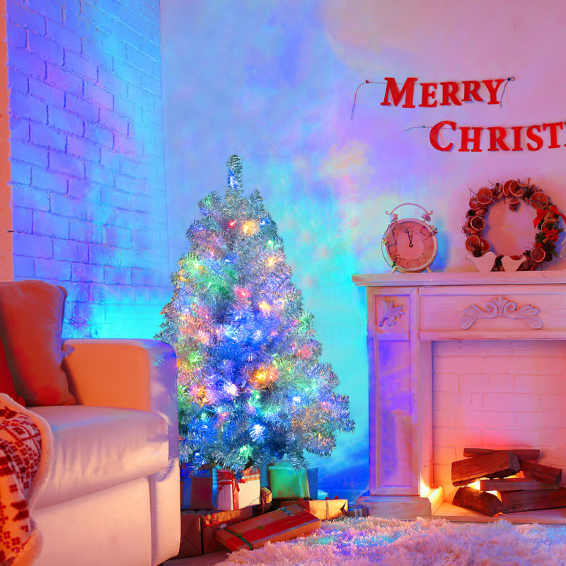 Arbre de Noël artificiel 4 pi avec lumières DEL et 11 modes pour une utilisation intérieure et extérieure