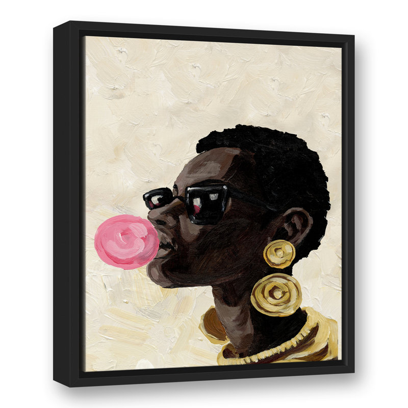 " Blowing A Bubble ", Black Floater Framed, 21.75" H x 17.75" W x 1.75" D