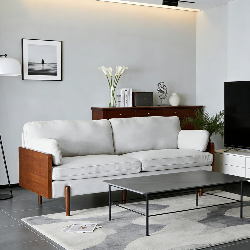 Canapé Mid-Century moderne gris clair fumé, Gris clair