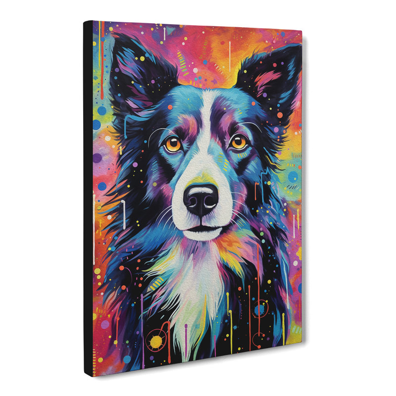 Border Collie Tachisme - Wrapped Canvas, 50cm H x 35cm W x 3cm D