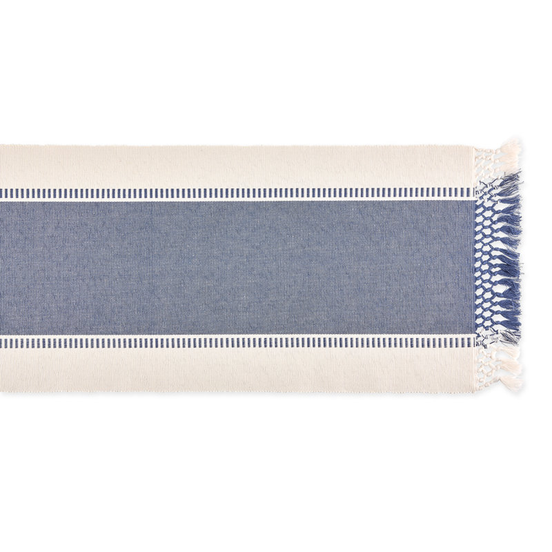 Kizer Striped 100% Cotton Table Runner, French Blue, 72" x 13"