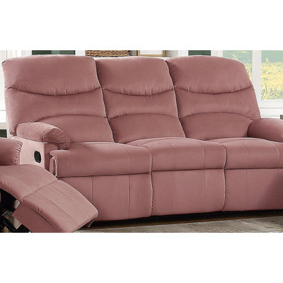 Canapé inclinable manuel luxueux à 3 places en velours rosé luxueux