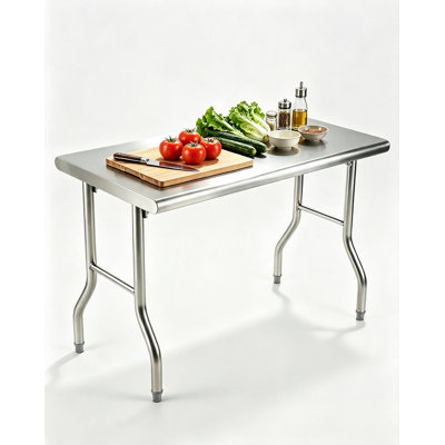 48 x 24 Inch Stainless Steel Folding Work Table, Double Layer