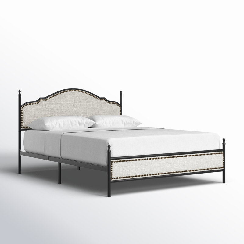 Lit plateforme tapissier Alaja, Complète, Beige