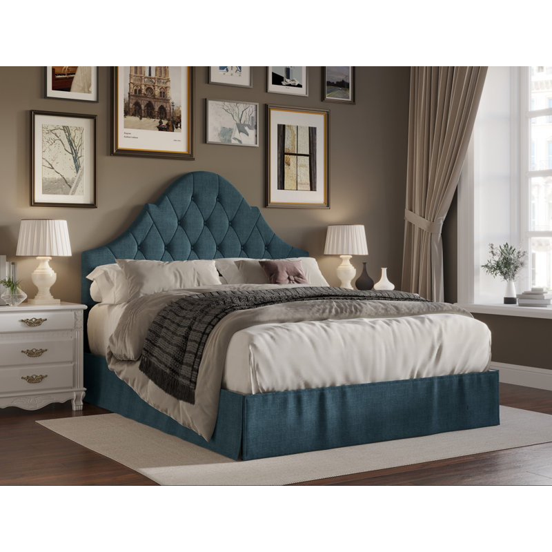 Lit tapissier standard Aleid, Bleu denim, Très grand