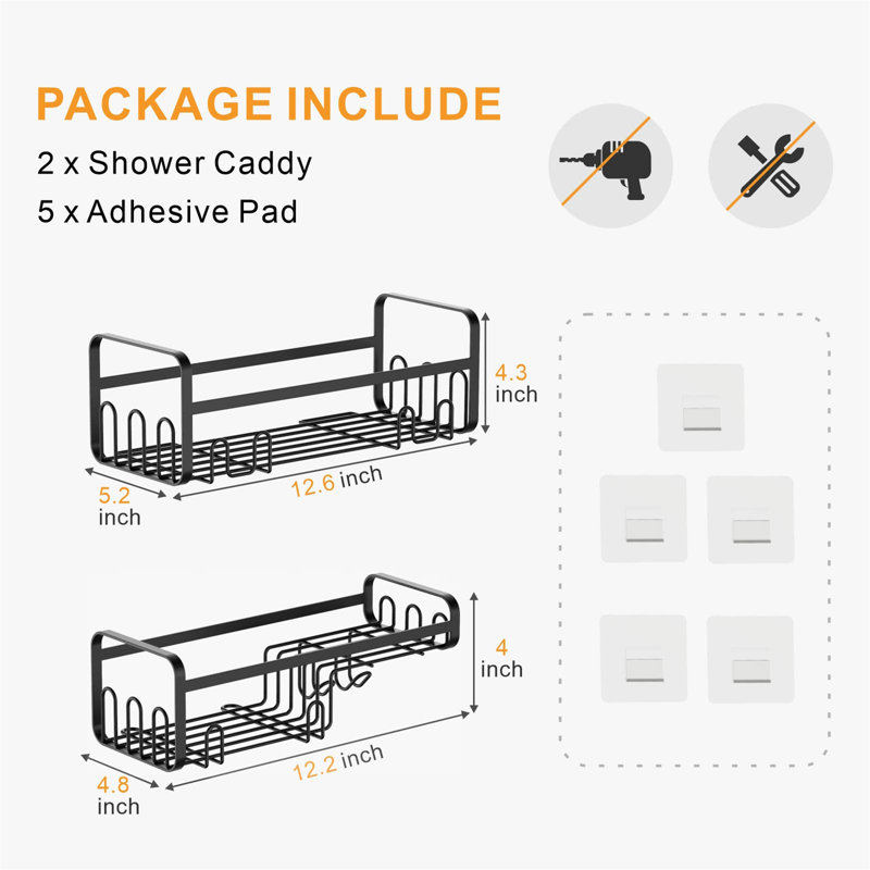 Murguia Adhesive Stainless Steel Shower Shelf