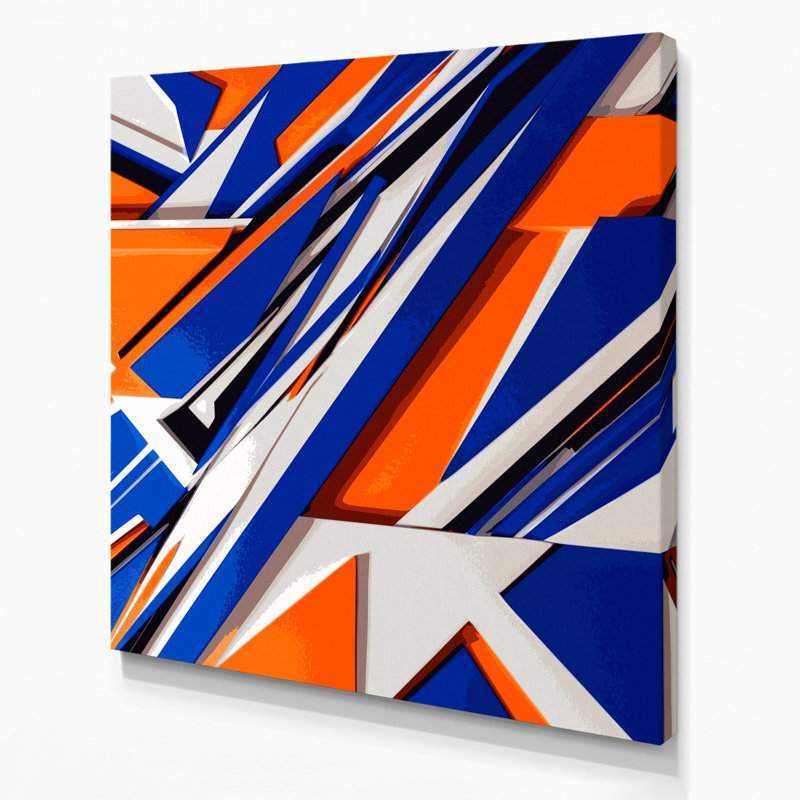 «Geometric Abstraction 9», art mural sur toile bleue, H 12 po x l 12 po