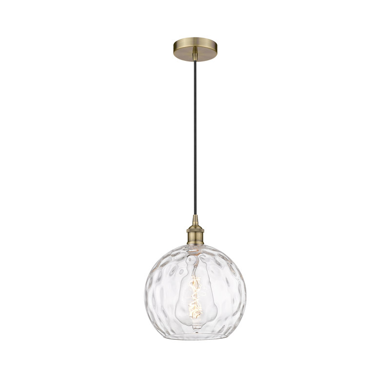 Luminaire suspendu simple à 1 lumière Ralph, Laiton antique, H 12,75 po x l 10 po x P 10 po