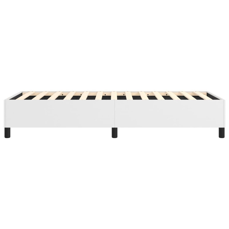 Box Spring Bed Frame White Twin XL Faux Leather , Twin XL, White, 13.8"