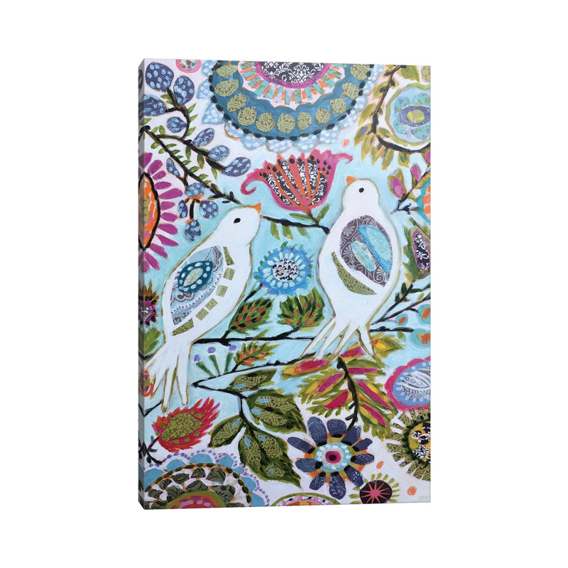 Paper Birds II by Karen Fields - Wrapped Canvas Painting, 20.32 cm H x 30.48 cm W