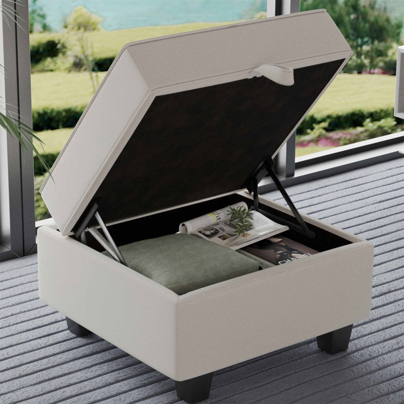 Repose-pieds polyvalent avec rangement et design élégant pour n'importe quelle pièce, Beige