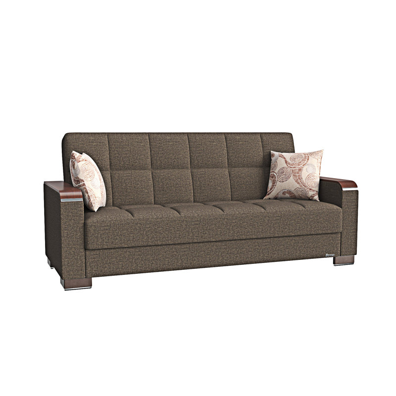 Canapé-lit rembourré convertible avec rangement, Chenille brun
