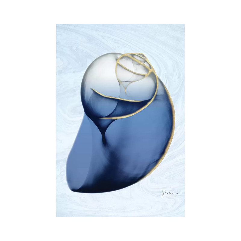 Marble Indigo Snail II by Albert Koetsier - Wrapped Canvas Painting, 66.04 cm H x 45.72 cm W x 3.175 cm D