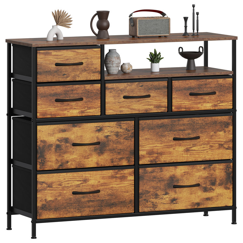 30 cm W Chest of 8 Drawers, Rustic Brown