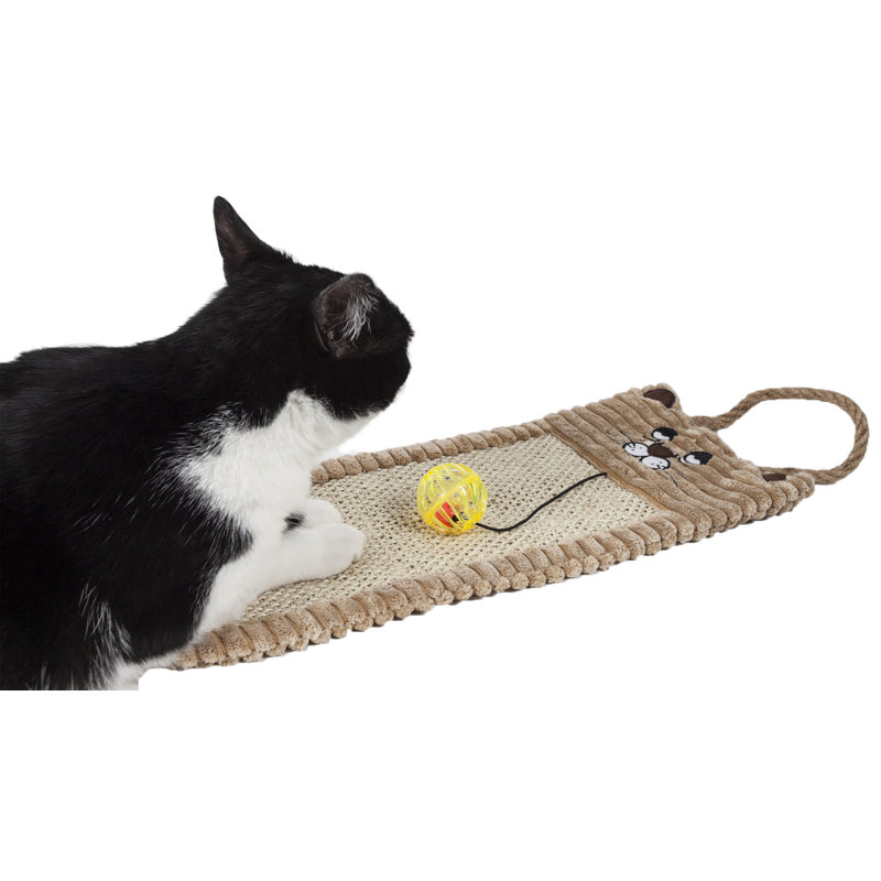 Pet Life Eco-Natural Sisal and Jute Hanging Carpet Kitty Cat Scratcher Lounge With Toy