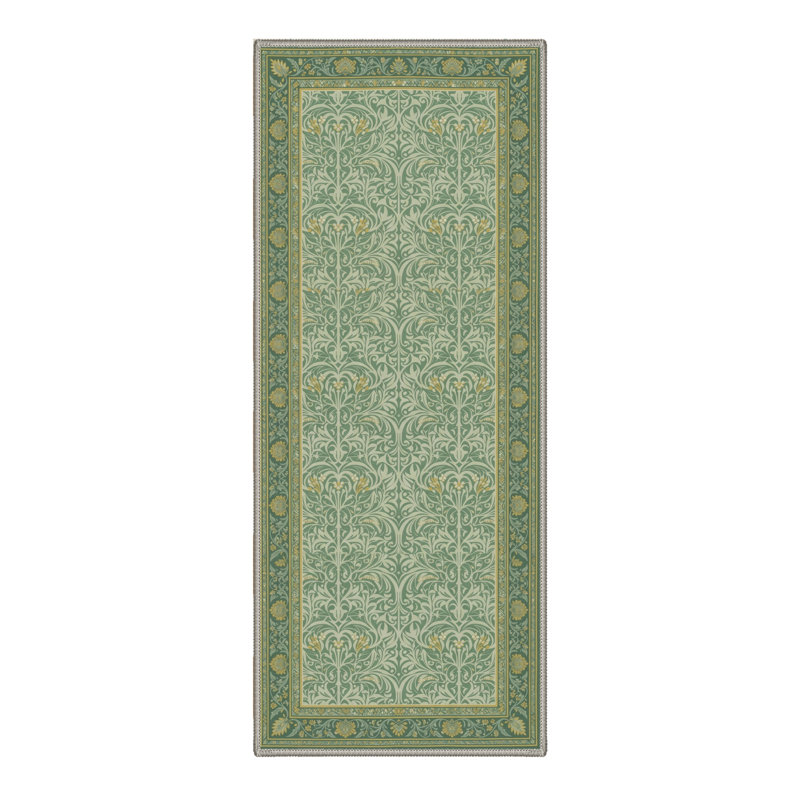 Allendale Arvella Vintage Floral Machine Washable Green / Yellow / Beige Indoor Area Rug with Non-Slip Backing