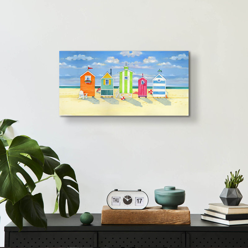 «Brighton Beach Huts» par Paul Brent, acrylique, H 12 po x l 24 po