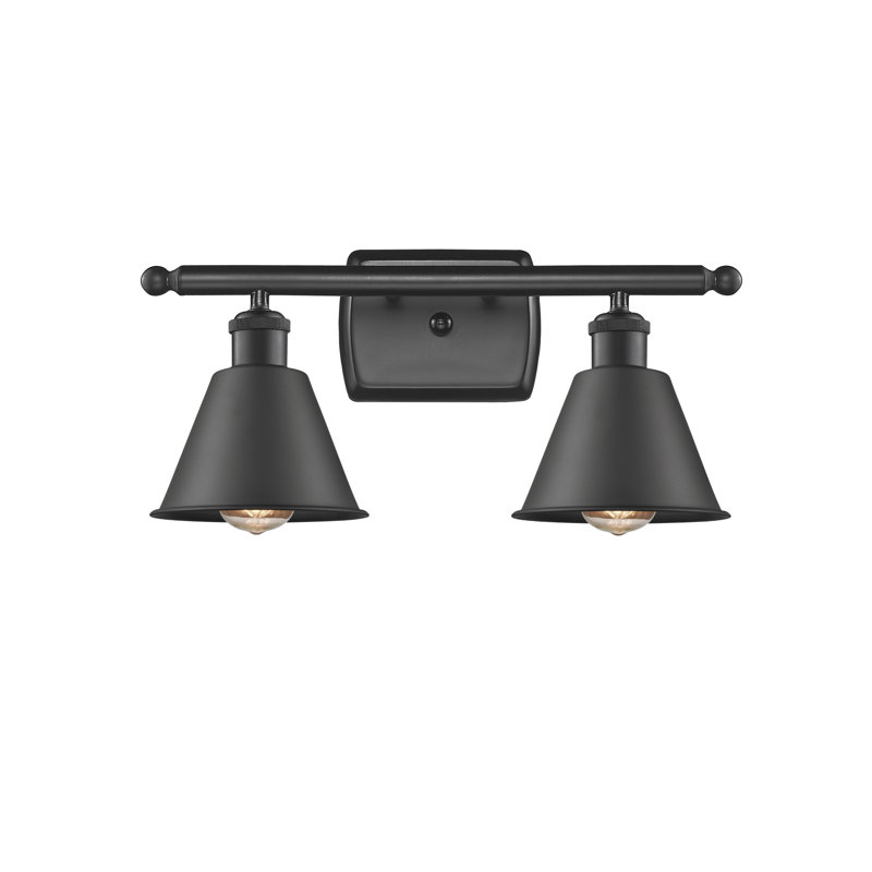 Dallyn 2 - Light Dimmable Vanity Light, Matte Black, Matte Black, 60 Watt Vintage Incandescent Bulb