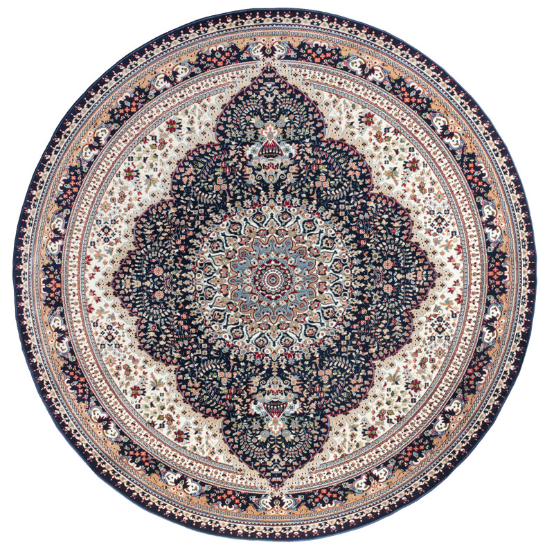 Tapis bleu marine Prime, Rond 8 pi 1 po