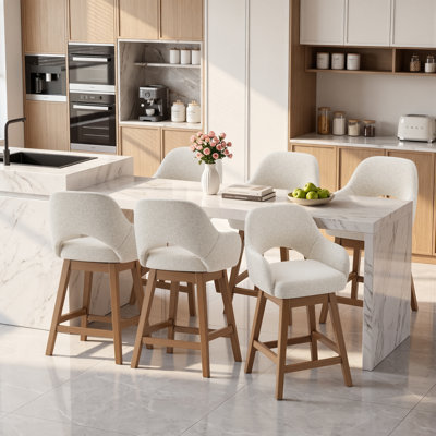 Tabouret de comptoir pivotant moderne de 25 po de hauteur avec structure en bois massif 