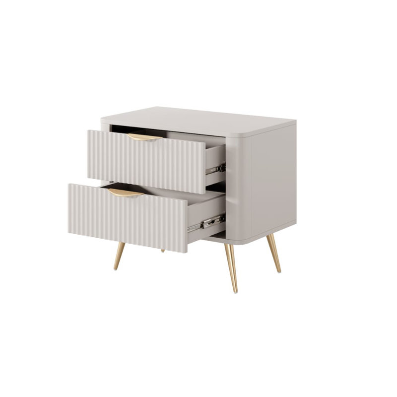 Leamont 63cm W Manufactured Wood Bedside Table, Beige
