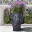 Home and Garden Face Planter, Frostproof Outdoor Plant Pot, Indoor Plant Pot, Black Stone Effect Flower Pot L27 W21 H34.5 cm, with Inner Top D17 cm, 10 litres-703369355