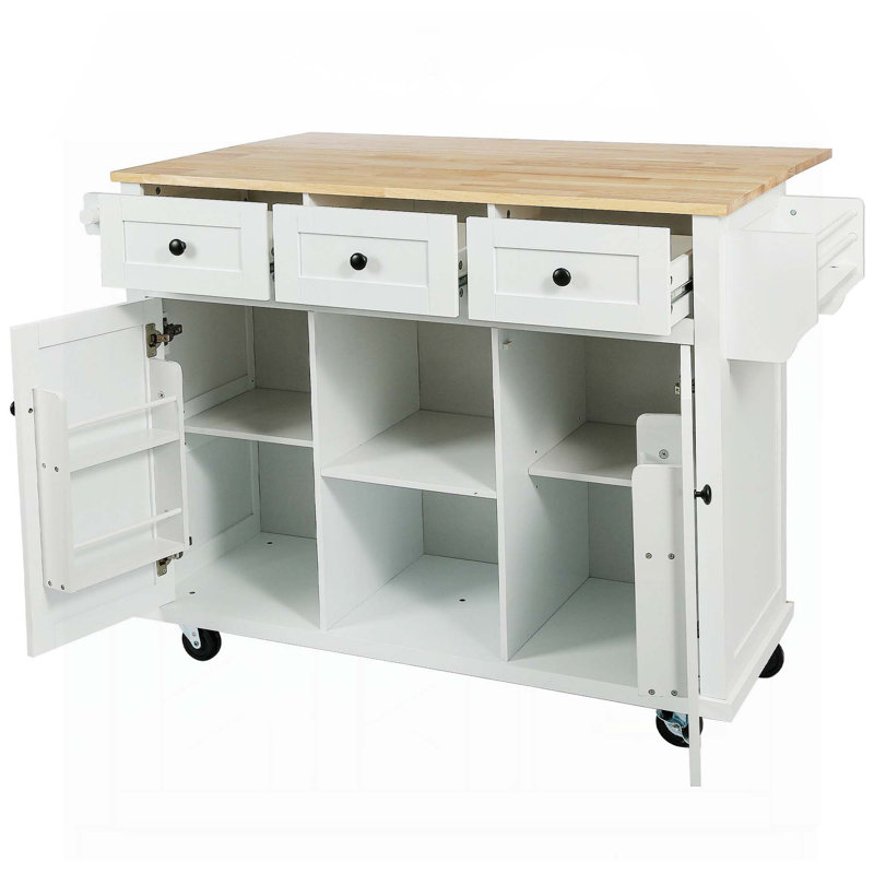 Chariot de cuisine polyvalent avec comptoir rabattable et rangement abondant