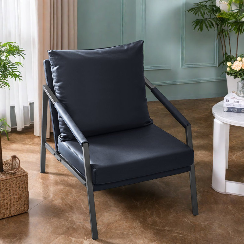 Chaises d'appoint Comfort, structure en similicuir en métal, salon industriel moderne